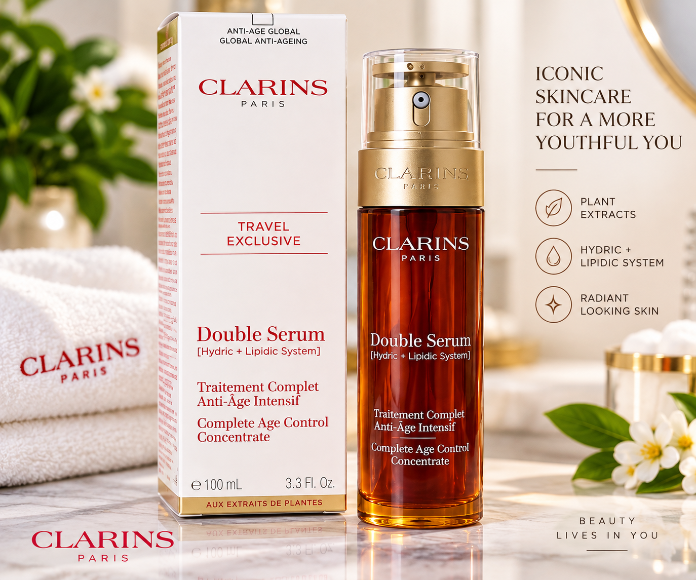 Clarins Double Serum Complete Age Control Concentrate – 100ml / 3.3 fl oz