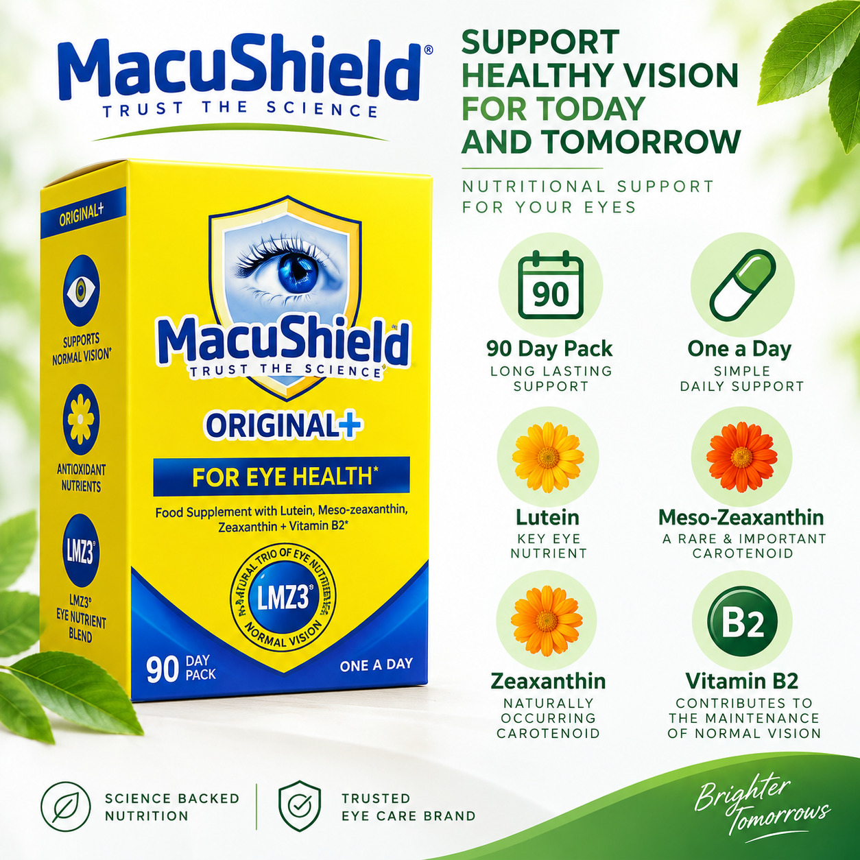 MacuShield Original+ Eye Health Supplement – 90 Day Pack